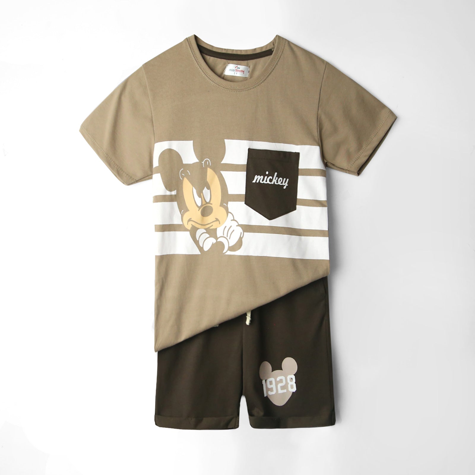 Kids Brown Graphic Printed Soft Cotton Suit