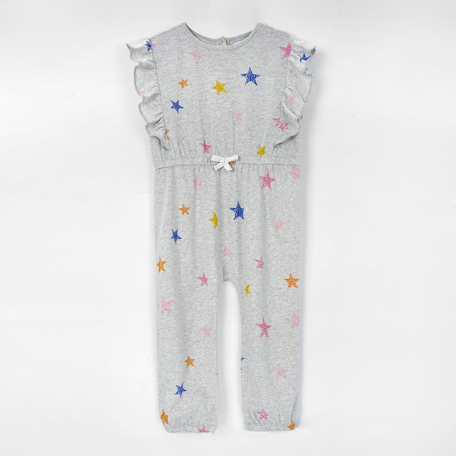 Girls Fashion All Over Printed Soft Cotton Frill Jumpsuit