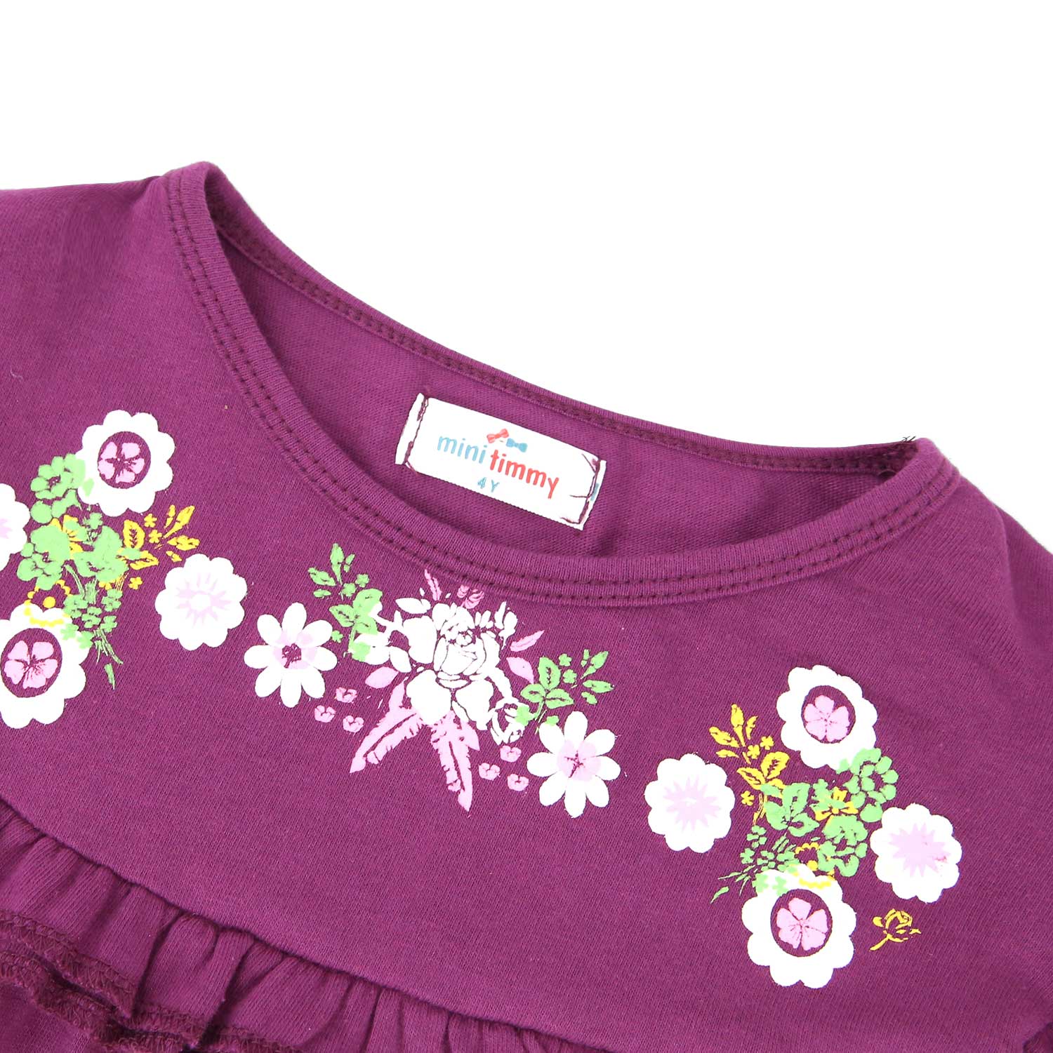 Girls Printed Soft Cotton Cut & Sew Dark Purple Frock