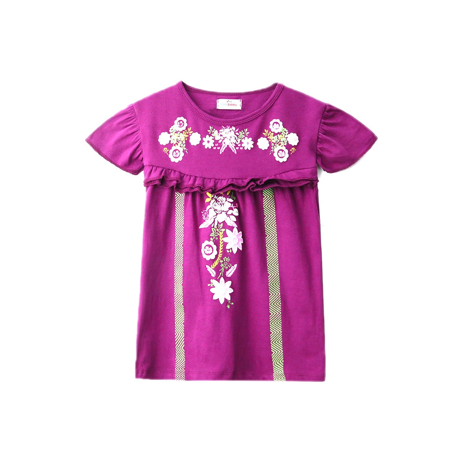 Girls Printed Soft Cotton Cut & Sew Purple Frock