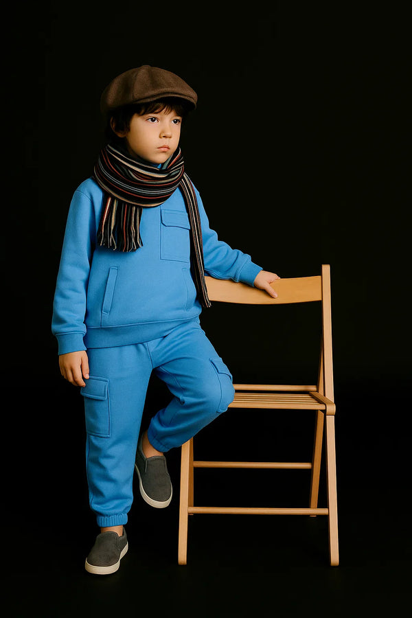 Kids Utility Fleece Tracksuit – Sky Blue