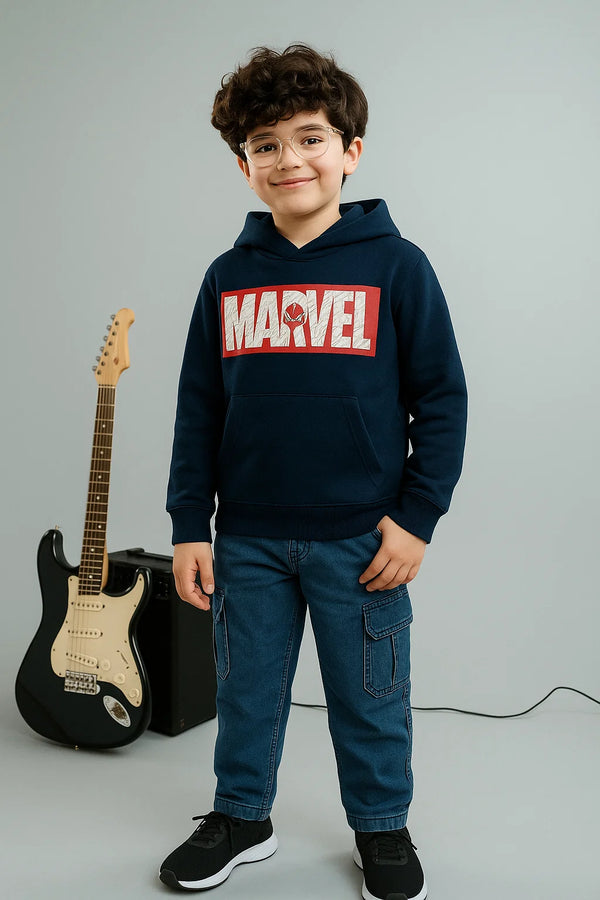 Marvel Kids Hoodie – Navy Blue | 100% Cotton Fleece
